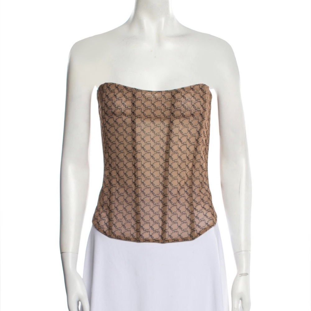 MIAOU Printed Strapless Bustier Top NWT